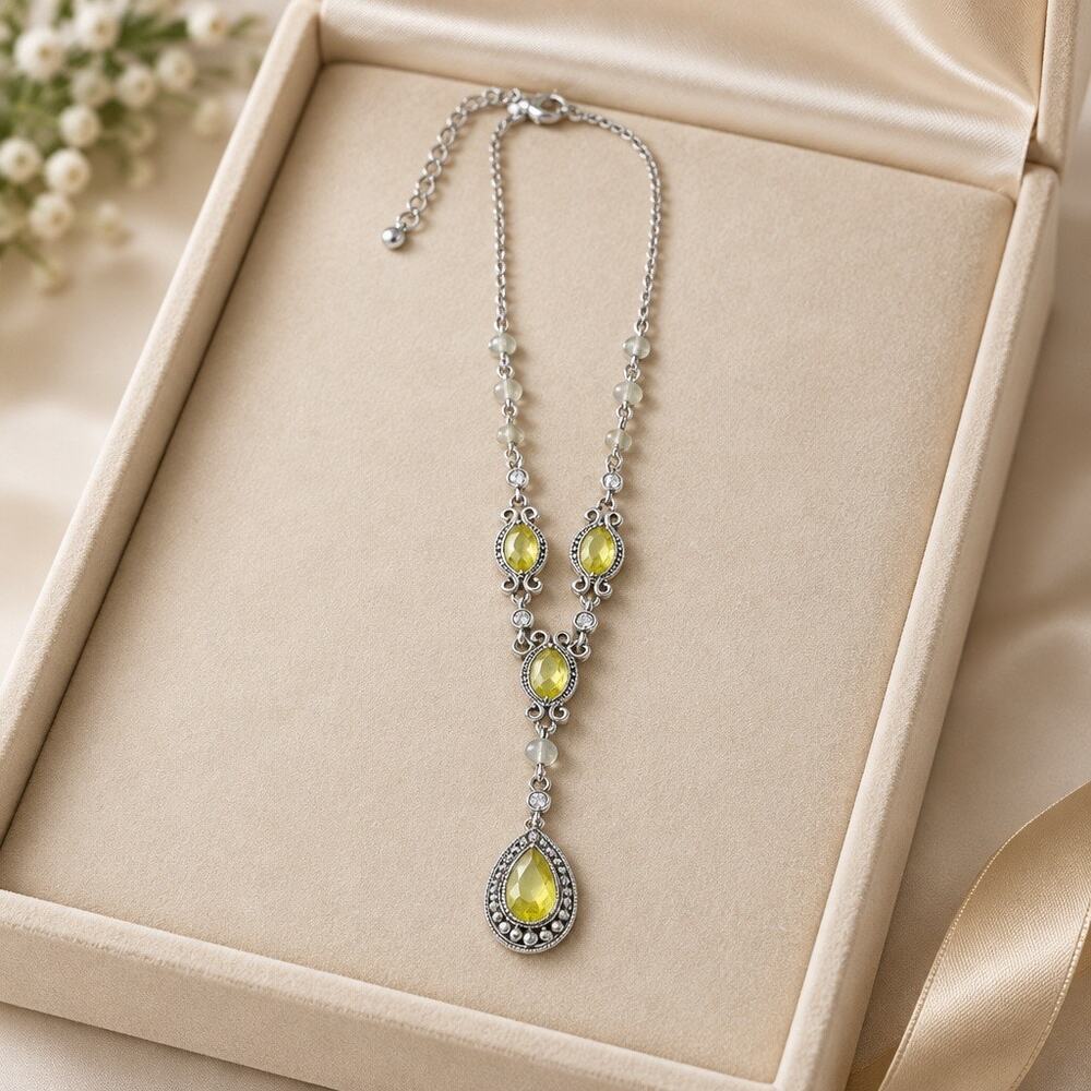 ✨ VINTAGE SIGNED AVON CANARY SUN YELLOW LAVALIER STATEMENT NECKLACE ✨